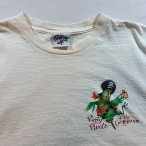 Caribbean Soul Vacation Pirate Graphic T-Shirt Mens Large White Vintage 90s USA